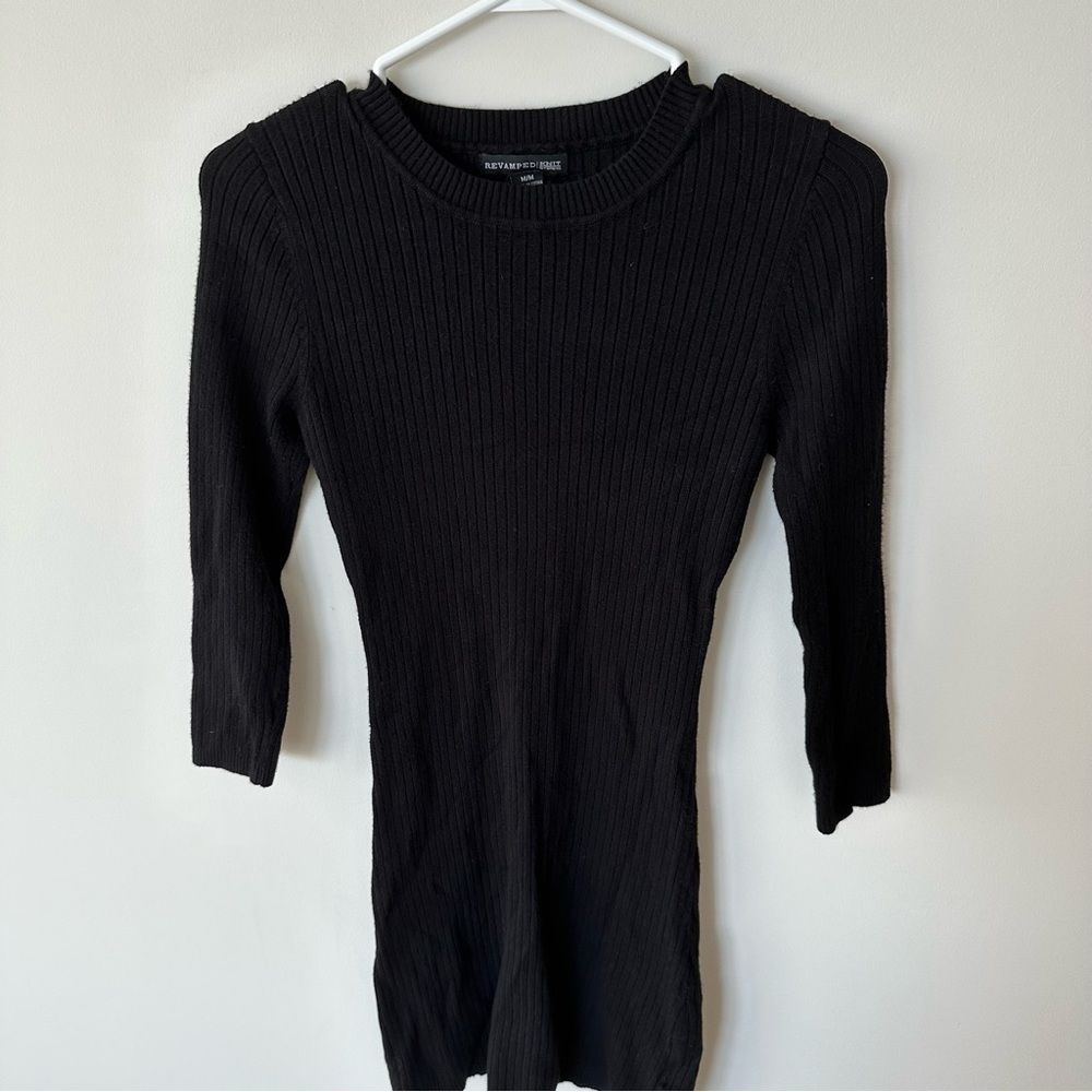 Revamped black knit sweater dress